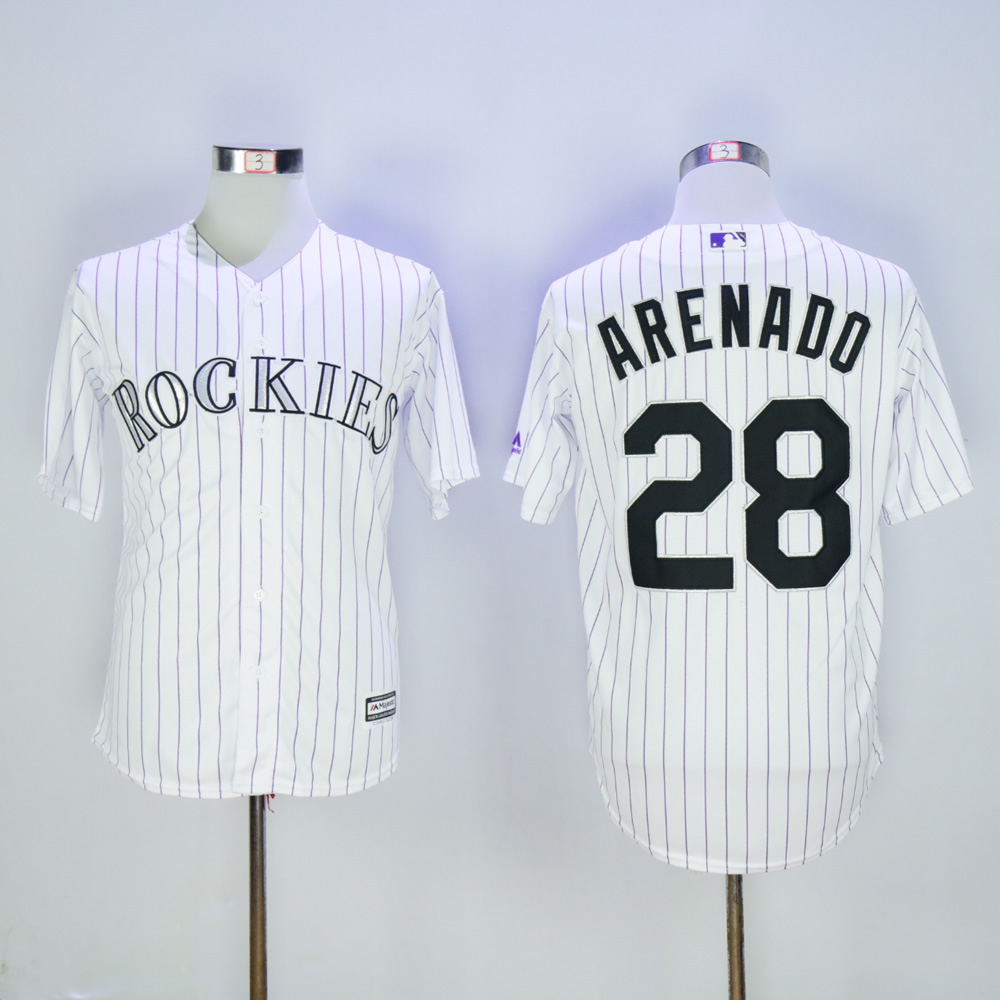 Men Colorado Rockies #28 Arenado White Game MLB Jerseys